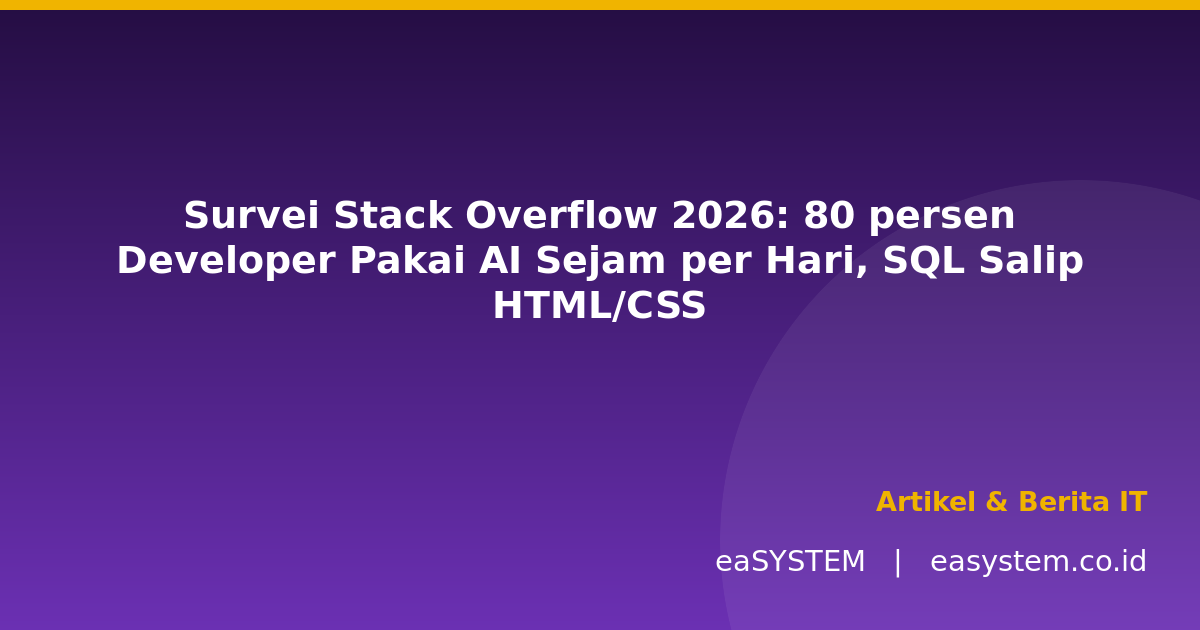 Survei Stack Overflow 2026: 80% Developer Pakai AI Sejam per Hari, SQL Salip HTML/CSS